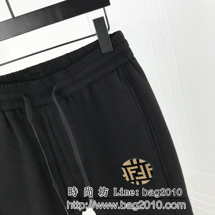 FENDI芬迪 18ss秋冬新款長褲 定制刺繡絨面LOGO 褲腳魔術貼膠板LOGO 定制精梳棉螺紋面料 高版本情侶款 ydi2425